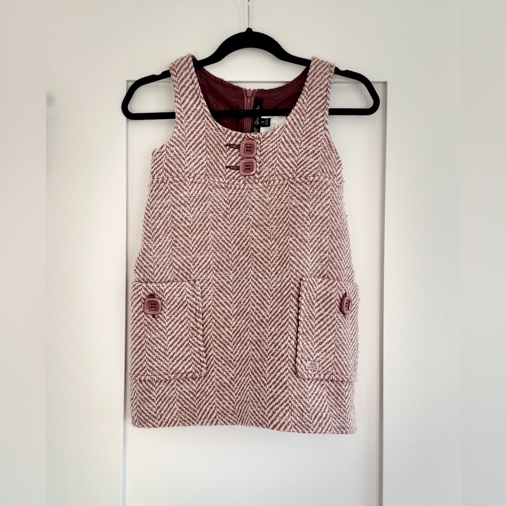 Lili Gaufrette Girls 3 Wool Blend Herringbone Metallic Holiday Party Dress